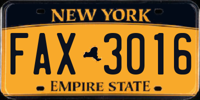 NY license plate FAX3016