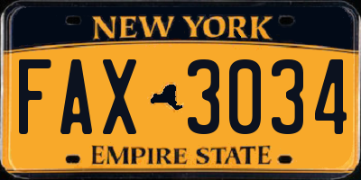 NY license plate FAX3034