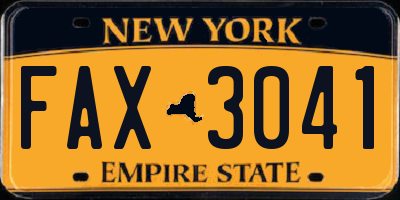 NY license plate FAX3041