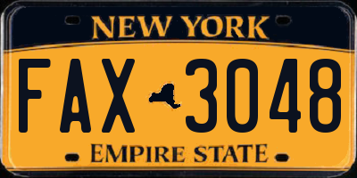 NY license plate FAX3048