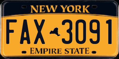 NY license plate FAX3091
