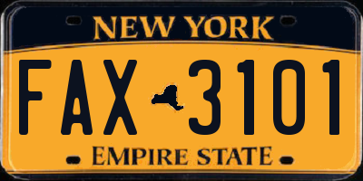 NY license plate FAX3101