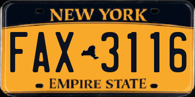 NY license plate FAX3116