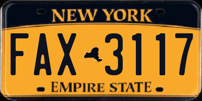 NY license plate FAX3117