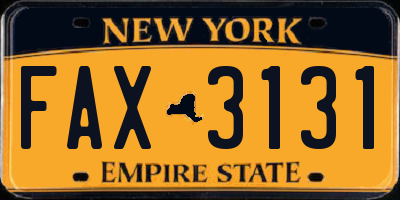 NY license plate FAX3131