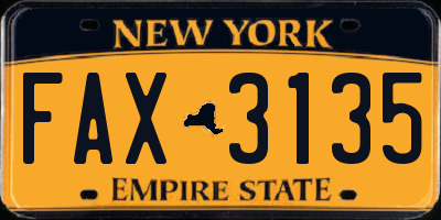 NY license plate FAX3135