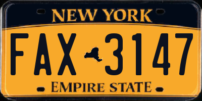NY license plate FAX3147