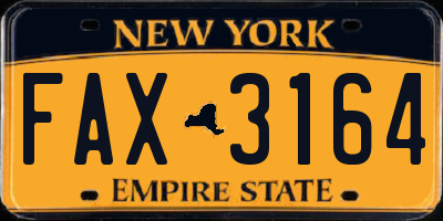 NY license plate FAX3164
