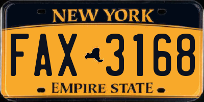 NY license plate FAX3168