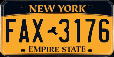 NY license plate FAX3176