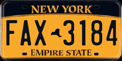 NY license plate FAX3184