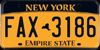 NY license plate FAX3186