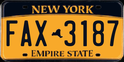 NY license plate FAX3187