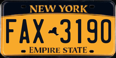 NY license plate FAX3190