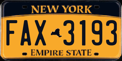 NY license plate FAX3193