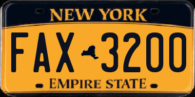 NY license plate FAX3200