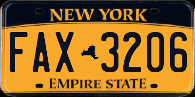 NY license plate FAX3206