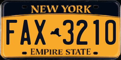 NY license plate FAX3210