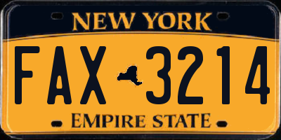 NY license plate FAX3214