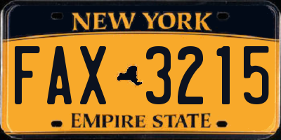 NY license plate FAX3215