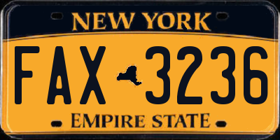 NY license plate FAX3236