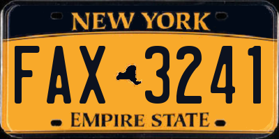 NY license plate FAX3241