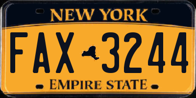 NY license plate FAX3244