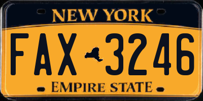 NY license plate FAX3246