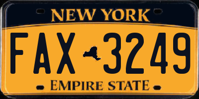 NY license plate FAX3249