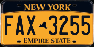 NY license plate FAX3255