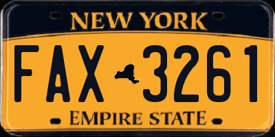 NY license plate FAX3261