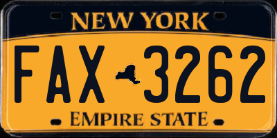 NY license plate FAX3262