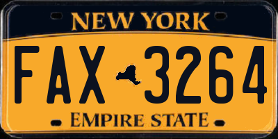 NY license plate FAX3264