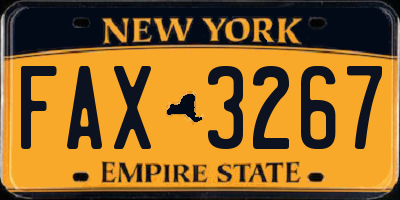 NY license plate FAX3267