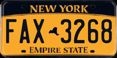 NY license plate FAX3268