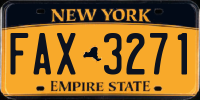 NY license plate FAX3271