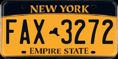 NY license plate FAX3272