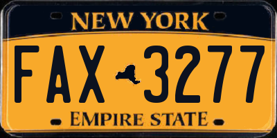 NY license plate FAX3277