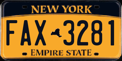 NY license plate FAX3281