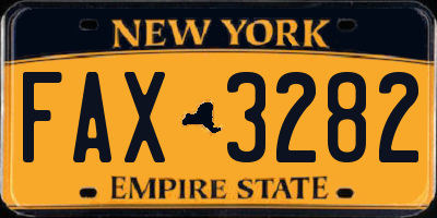 NY license plate FAX3282