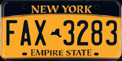 NY license plate FAX3283