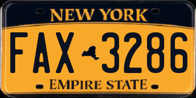 NY license plate FAX3286