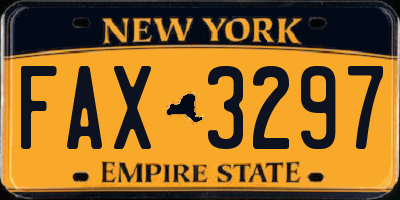 NY license plate FAX3297