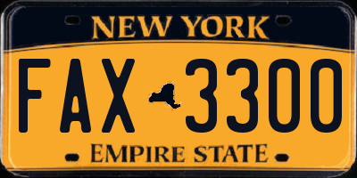 NY license plate FAX3300