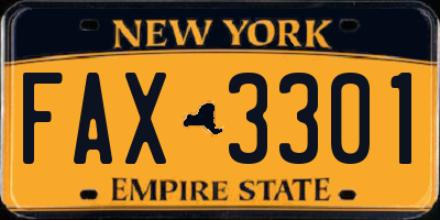 NY license plate FAX3301