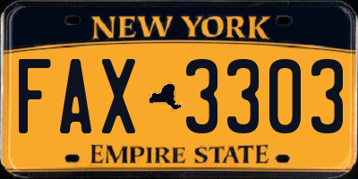 NY license plate FAX3303