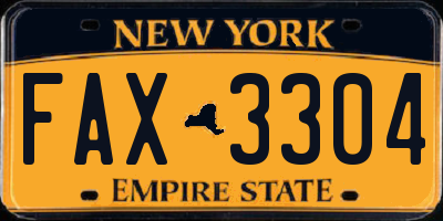 NY license plate FAX3304