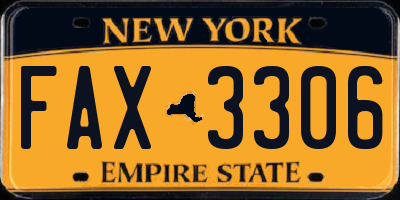 NY license plate FAX3306