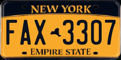 NY license plate FAX3307