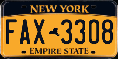 NY license plate FAX3308